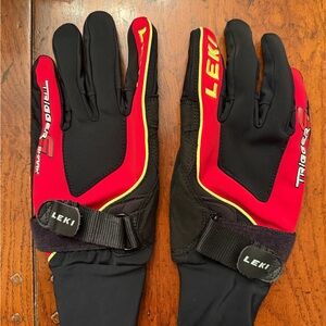 Men's Black and Red Gloves